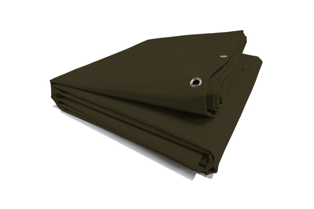 Bâche ignifugée M2 avec oeillets - LAC 650 TEX - 7681 Vert kaki